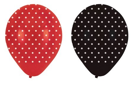 Ilmapallot, polkadot puna-mustat