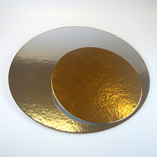 Pyöreä hopea/kulta kakkualusta, 35cm (3kpl)