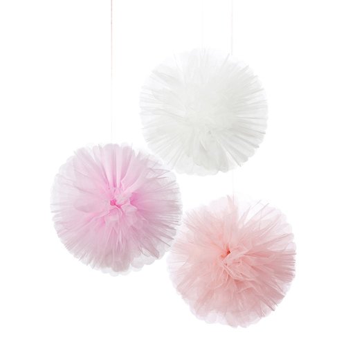 Pom poms, pinkki 3kpl (tylli)