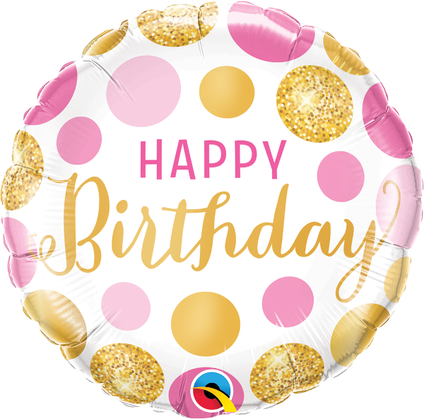Foliopallo, bday pink & gold dots