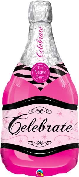 Muotofoliopallo, pink bubbly wine bottle