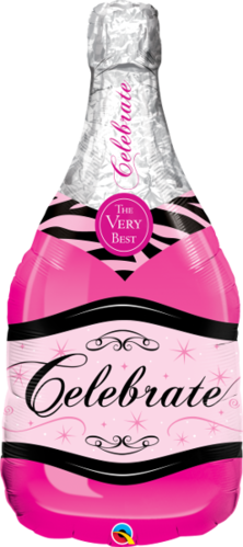 Muotofoliopallo, pink bubbly wine bottle