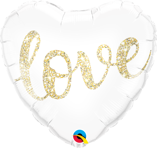 Foliopallo, love glitter gold