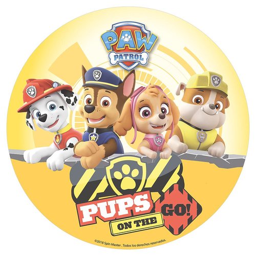 Syötävä kakkukuva, Paw Patrol pennut (keltainen tausta)