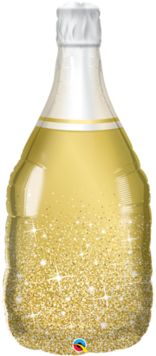 Muotofoliopallo, golden bubbly wine bottle 