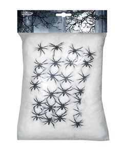 Venyvä hämähäkinverkko, 500g ja 25 hämähäkkiä