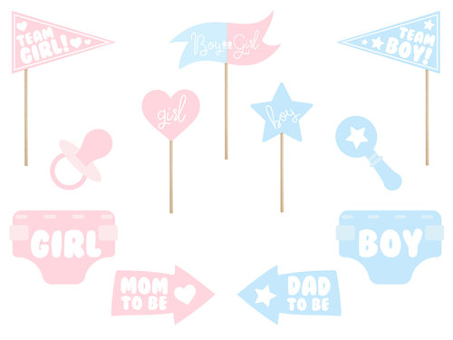 Gender reveal valokuvausrekvisiitta 