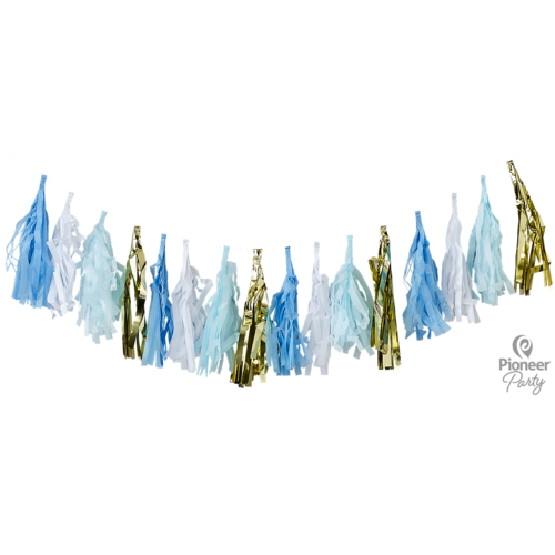 Paperikoriste tassel, Blue & Gold 