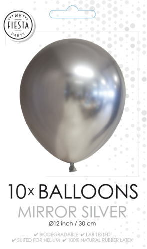 Ilmapallot 10kpl, chrome silver 12" Globos