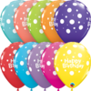 Ilmapallot 6kpl, Happy Birthday polkadot