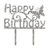 Happy Birthday -kakkukoriste (hopea)