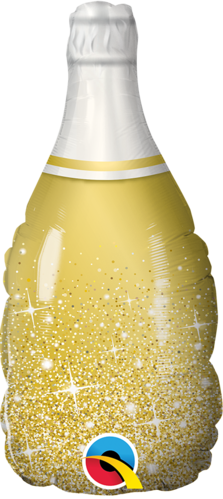 Mini foliopallo, Gold Bubbly Wine bottle 14"