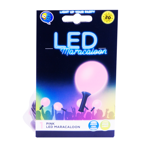 LED kumipallo kahvalla 1kpl, pink 12"