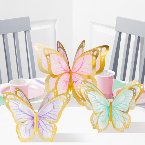 Perhoset  3D pöytäkoriste, 3kpl