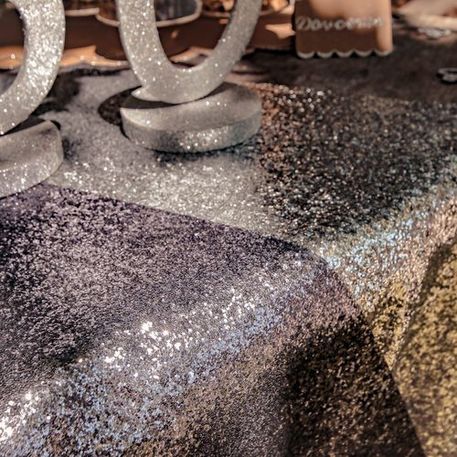 Table runner, glitter antrasiitti