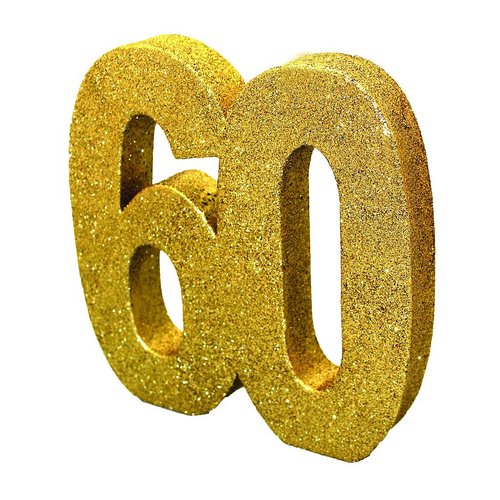 Pöytäkoriste kultaglitter, numero 60