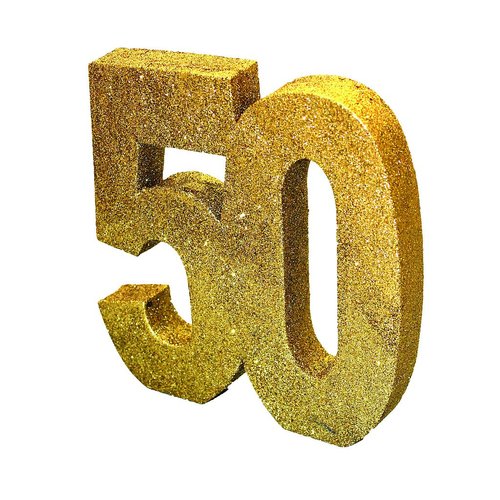 Pöytäkoriste kultaglitter, numero 50