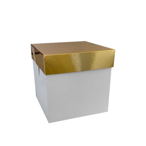 Kakkulaatikko kultaisella kannella 20x20x20cm