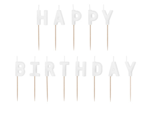 Kakkukynttilät, Happy Birthday valkoinen