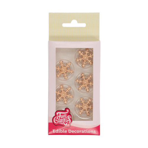 FunCakes syötävä koriste, lumihiutaleet pronssi 12kpl