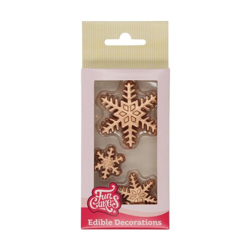 FunCakes syötävä koriste, lumihiutaleet pronssi (3 kokoa)