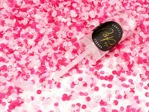Confettitykki push pop, pinkki
