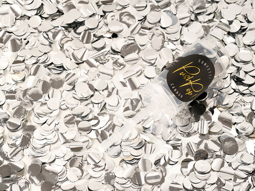 Confettitykki push pop, hopea