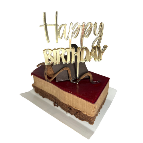 Kakkukoriste, mini kultainen Happy Birthday