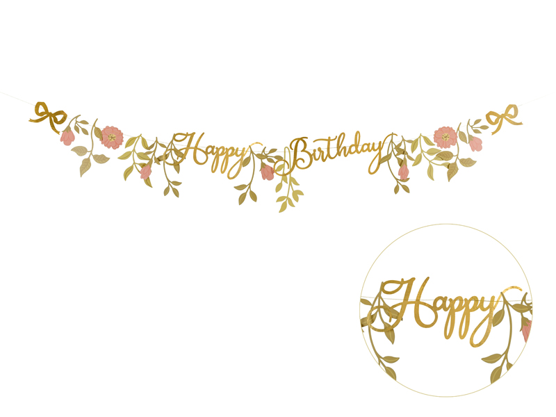 Kukkaset Happy Birthday viirinauha