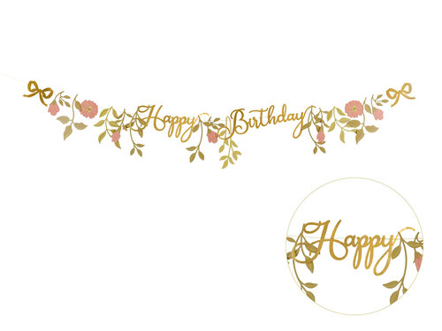 Kukkaset Happy Birthday viirinauha