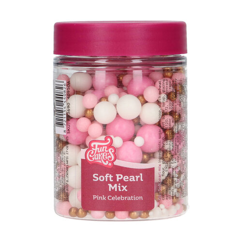 FunCakes pehmeät sokerihelmet, Pink Celebration Mx 80g