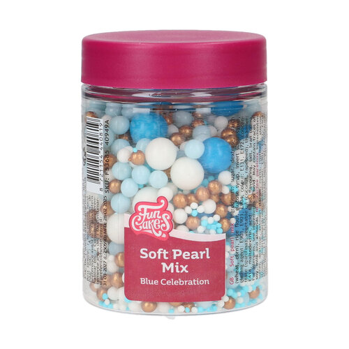 FunCakes pehmeät sokerihelmet, Blue Celebration Mix 80g