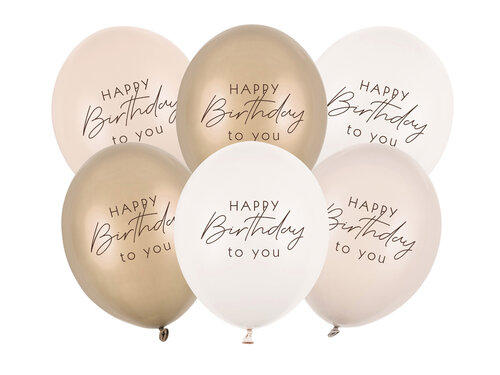 Ilmapallot, Happy Birthday beigemix 6kpl