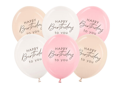 Ilmapallot, Happy Birthday pinkkimix 6kpl