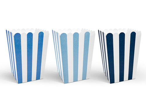 Sini-valkoiset popcorn-boxit, 6kpl