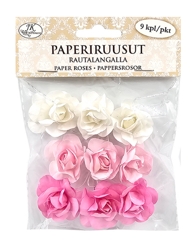Paperiruusut pinkkilajitelma 9kpl