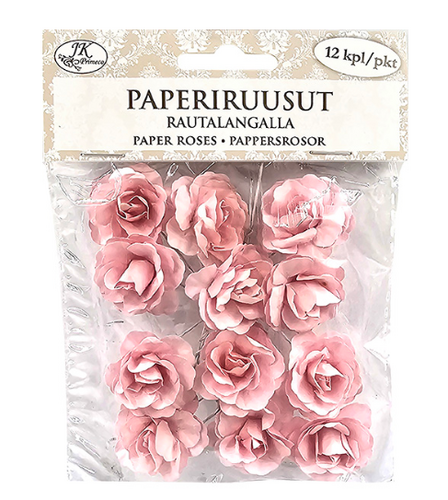 Paperiruusut vanha rosa 12kpl