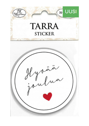 Tarra pyöreä Hyvää Joulua valkoinen 10kpl
