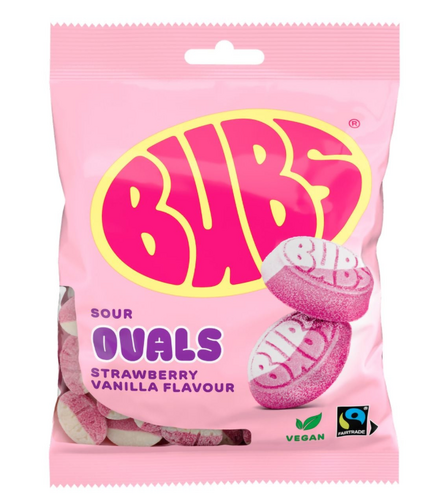 Bubs Sour Strawberry & Vanilla Ovals 90g